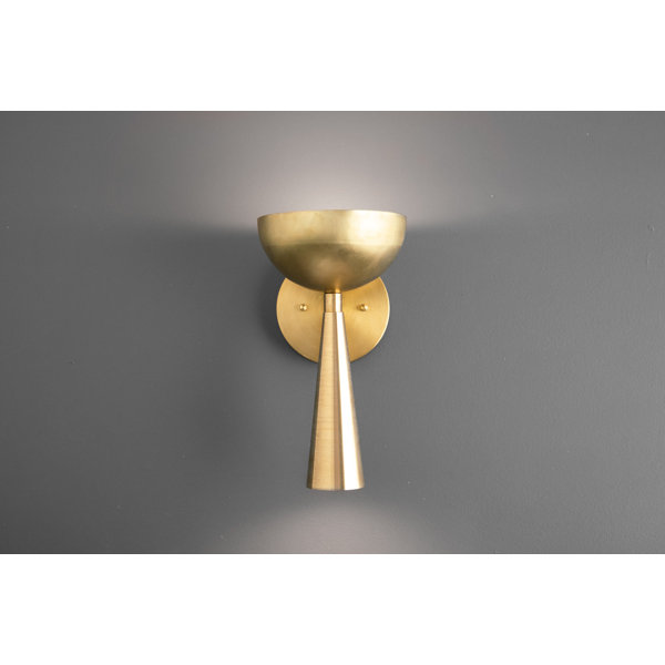 Mercer41 Athens Brass Art Deco Wall Sconce with a Large Brass Dome
